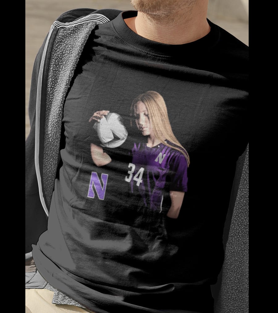 Ava Goodwin Northwestern Soccer Number 34 Spotlight T-Shirt