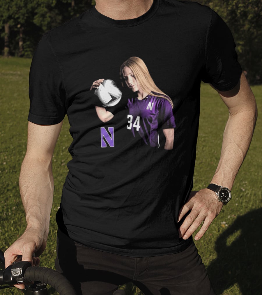 Ava Goodwin Northwestern Soccer Number 34 Spotlight T-Shirt