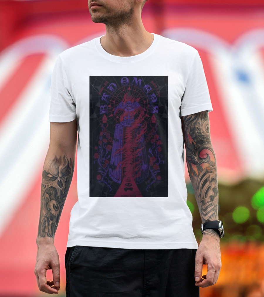 Bad Omens Nov 08 2024 Globe Life Field in Arlington Event Enigmatic Gothic Imagery Roses Wings T-Shirt
