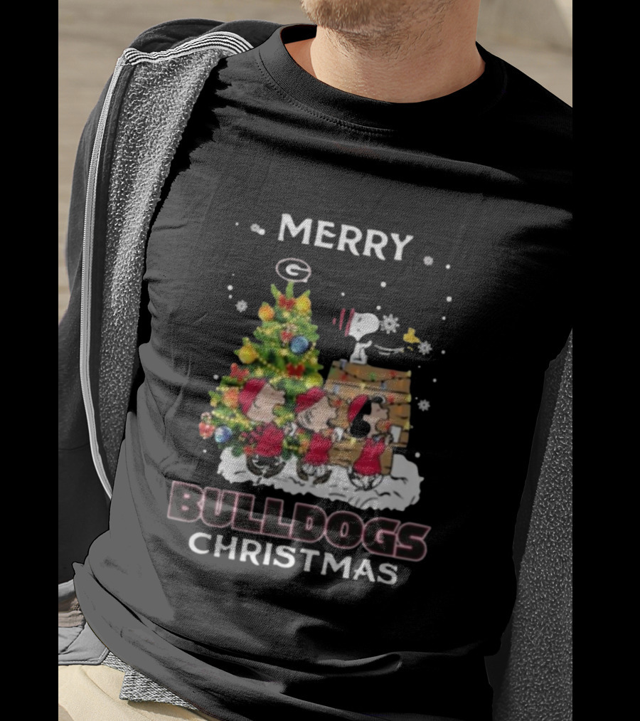 Merry Georgia Bulldogs Snoopy Christmas T-Shirt