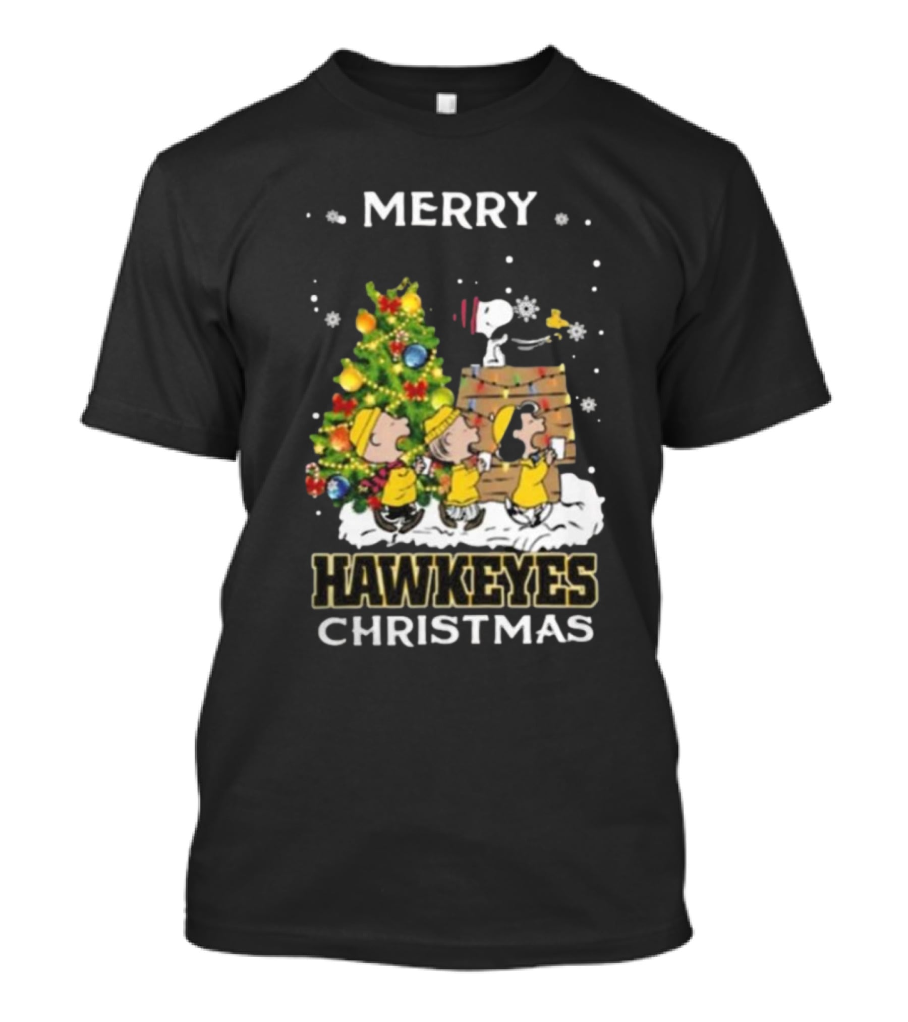 Merry Hawkeyes Christmas Snoopy And Friends Iowa T-Shirt