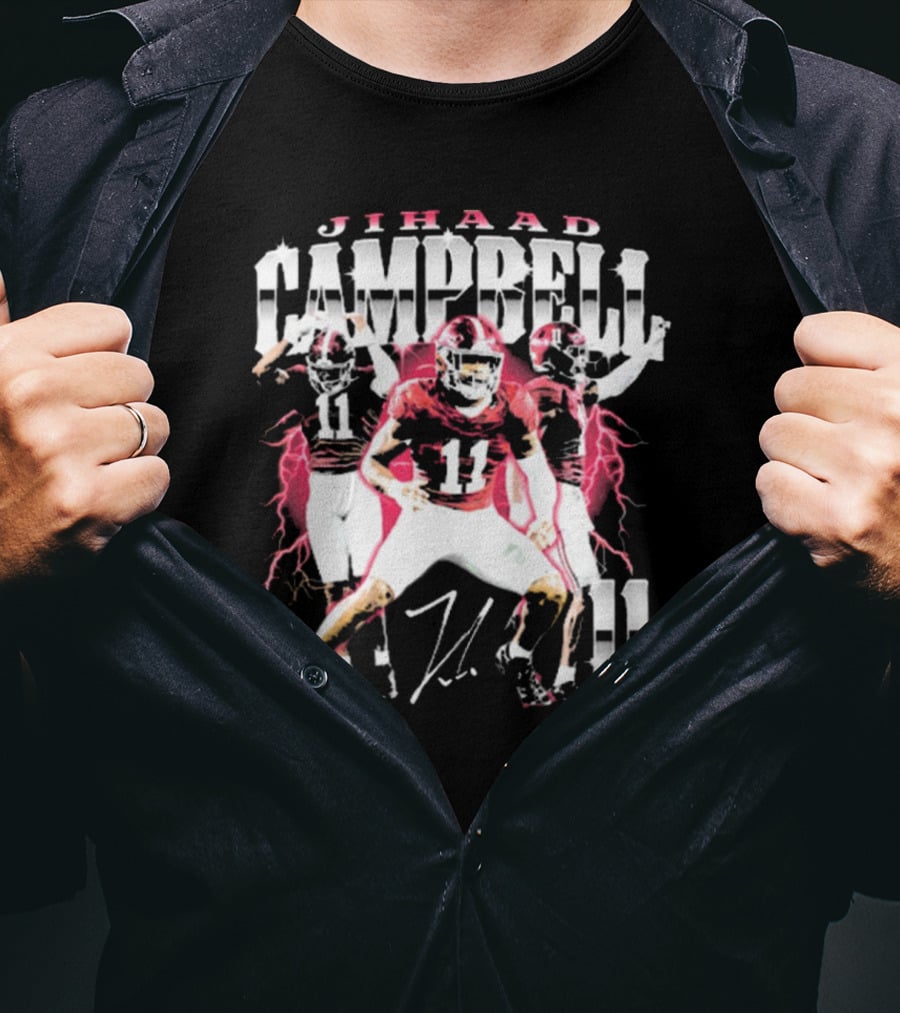 Jihaad Campbell Alabama Crimson Tide 11 Signature Football Energy T-Shirt