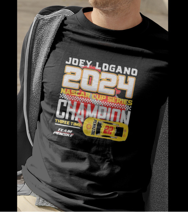 Joey Logano 2024 NASCAR Cup Series Champion Three Time Team Penske 22 Pennzoil T-Shirt