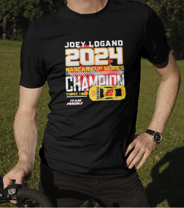 Joey Logano 2024 NASCAR Cup Series Champion Three Time Team Penske 22 Pennzoil T-Shirt