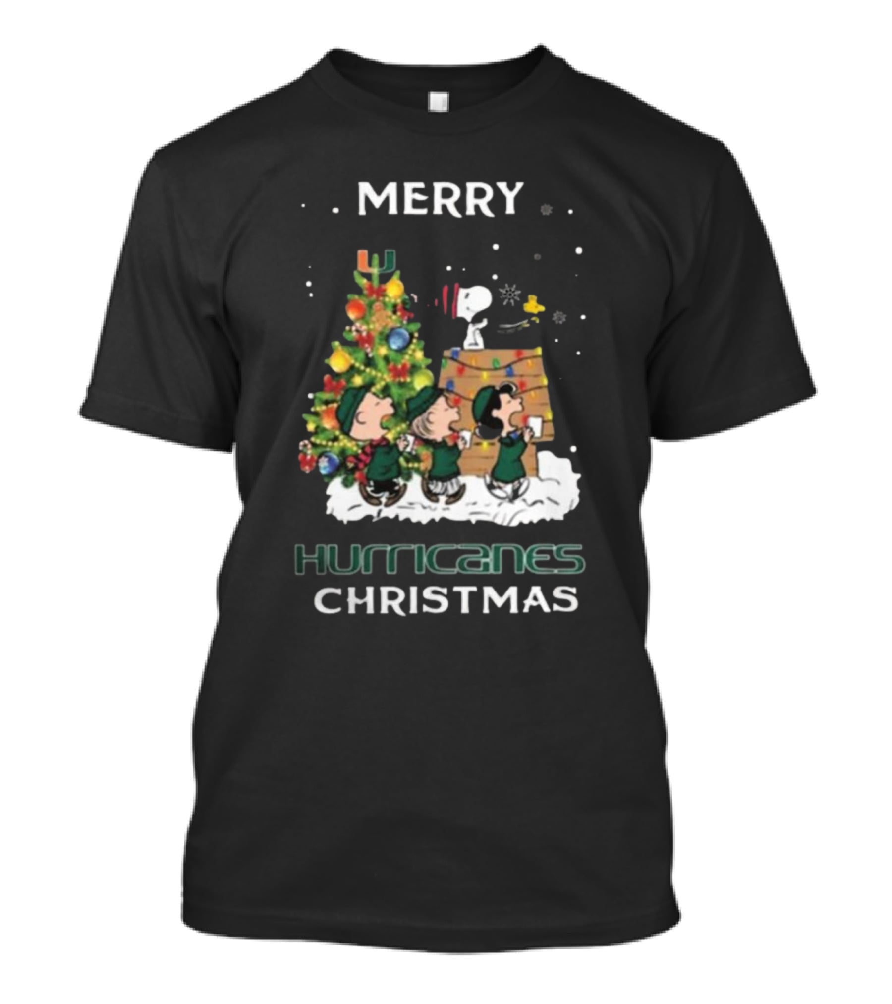 Miami Hurricanes Snoopy Friends Merry Christmas T-Shirt