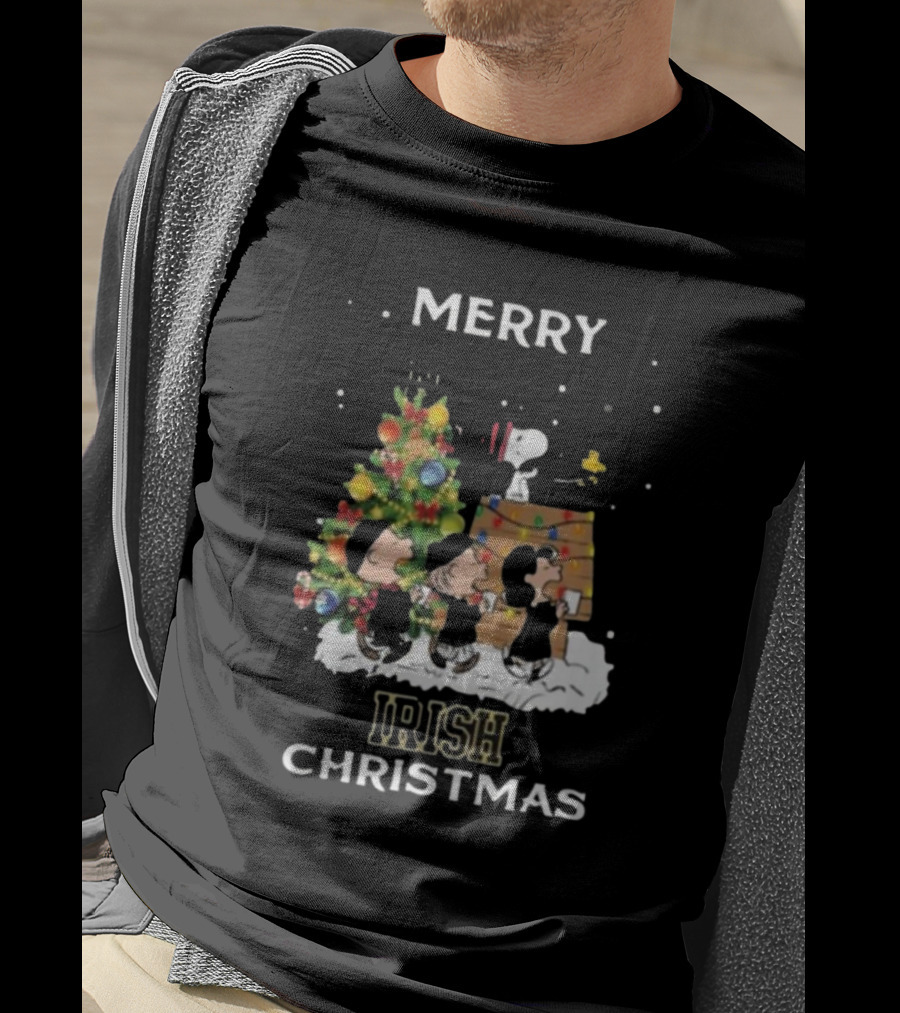 Merry Irish Christmas Notre Dame Fighting Irish X Snoopy And Friends T-Shirt
