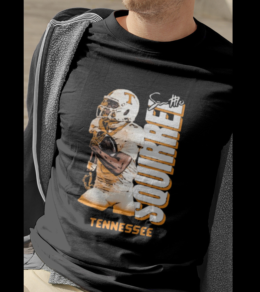 Tennessee Volunteers Squirrel White Football Signature T-Shirt