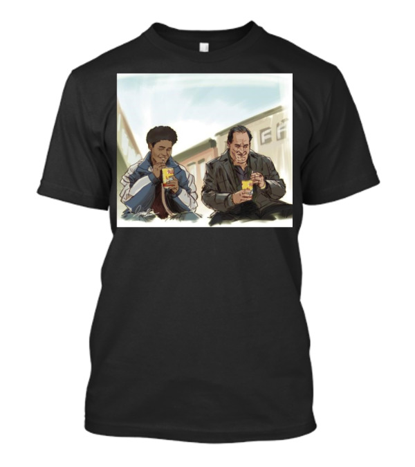 The Penguin I Can’t Take You With Me This Time Illustration Of Two Men Drinking Boba Tea In Urban Setting T-Shirt