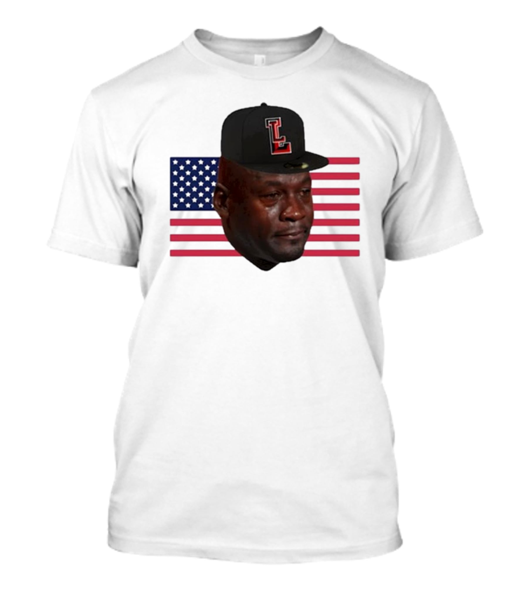 Michael Jordan Crying Meme USA Flag LL Cap T-Shirt