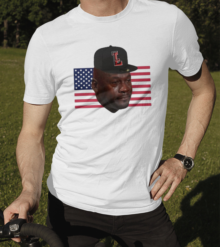 Michael Jordan Crying Meme USA Flag LL Cap T-Shirt