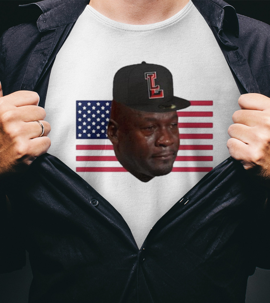 Michael Jordan Crying Meme USA Flag LL Cap T-Shirt