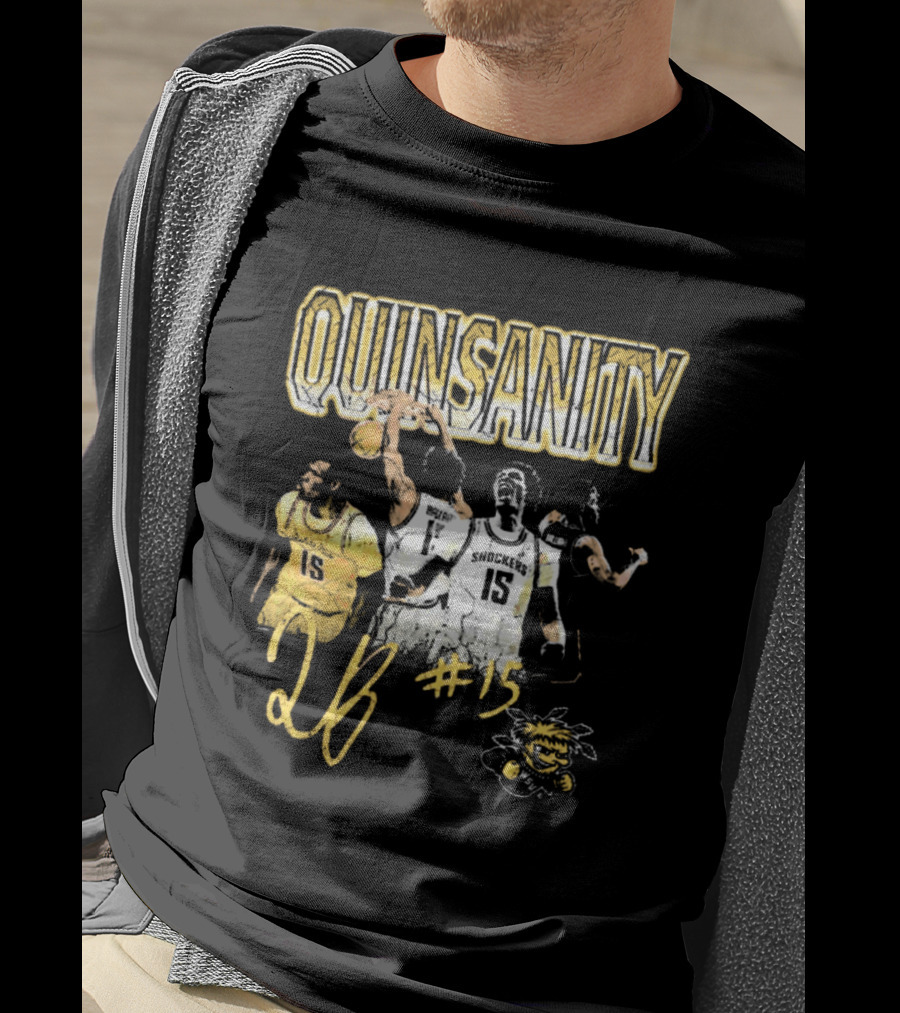 Quinsanity QB #15 Wichita State Shockers Basketball 90s Washed Signature T-Shirt