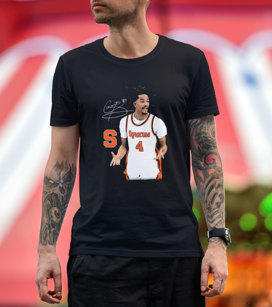 Chris Bell #4 Syracuse Orange Basketball Signature T-Shirt