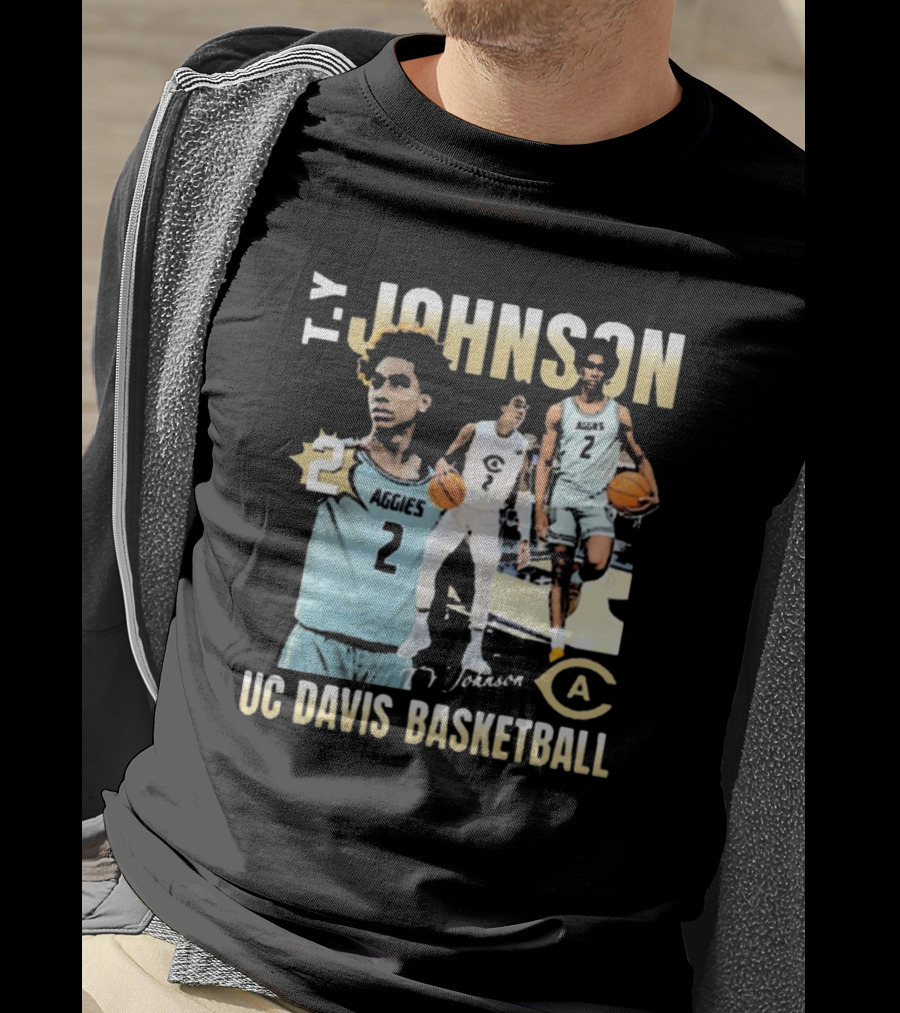 T.Y. Johnson UC Davis Aggies Basketball Number 2 Signature T-Shirt