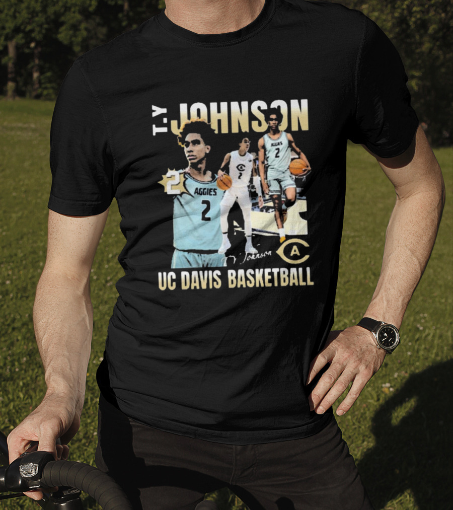 T.Y. Johnson UC Davis Aggies Basketball Number 2 Signature T-Shirt