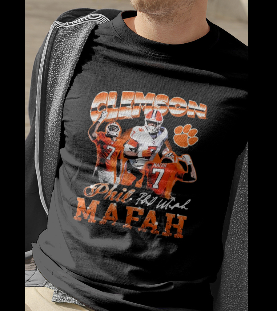 Clemson Tigers Phil Mafah 90s Retro Signature 7 T-Shirt