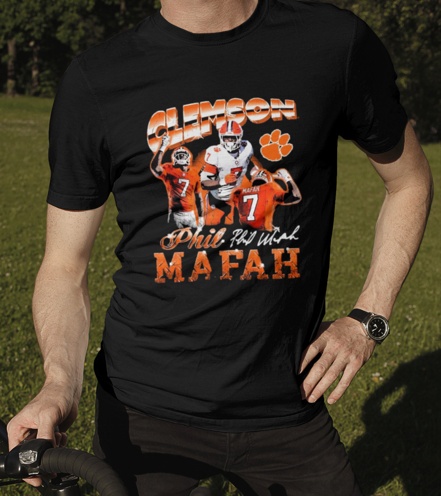 Clemson Tigers Phil Mafah 90s Retro Signature 7 T-Shirt