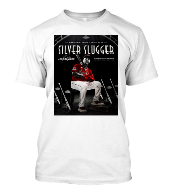 American League Third Base Jose Ramirez 5x Silver Slugger Winner Signature T-Shirt