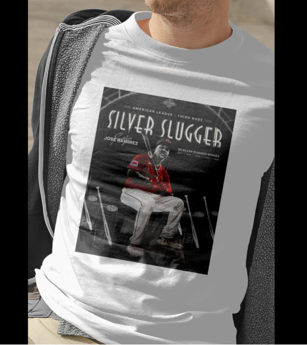 American League Third Base Jose Ramirez 5x Silver Slugger Winner Signature T-Shirt