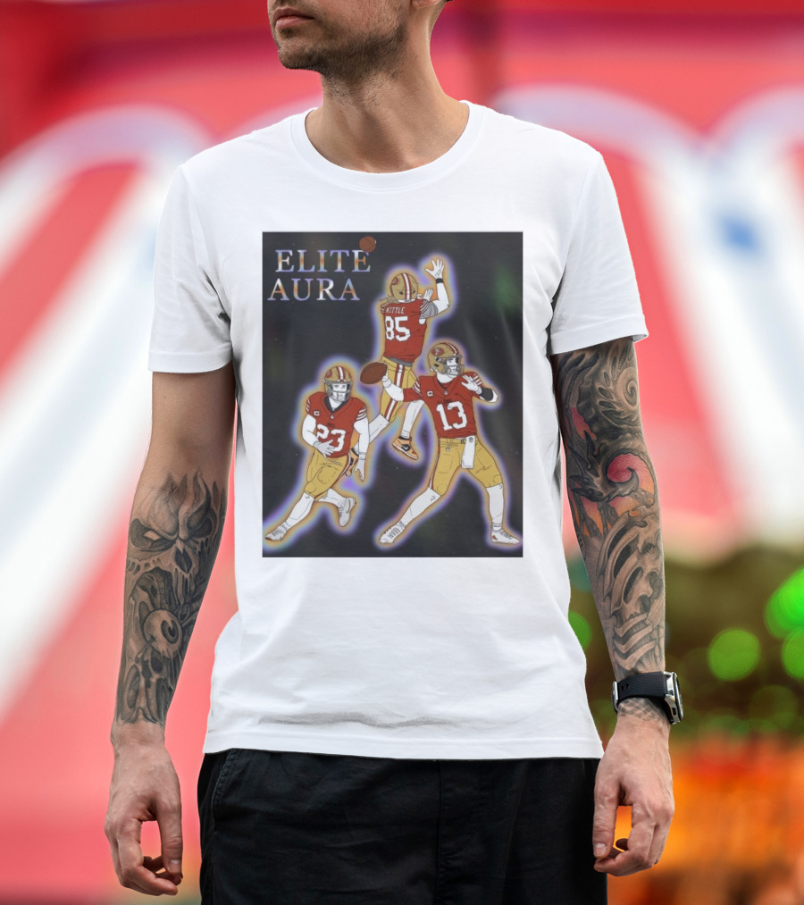 San Francisco 49ers Elite Aura Kittle 85 Redemption Tour 23 13 Football Drawing T-Shirt