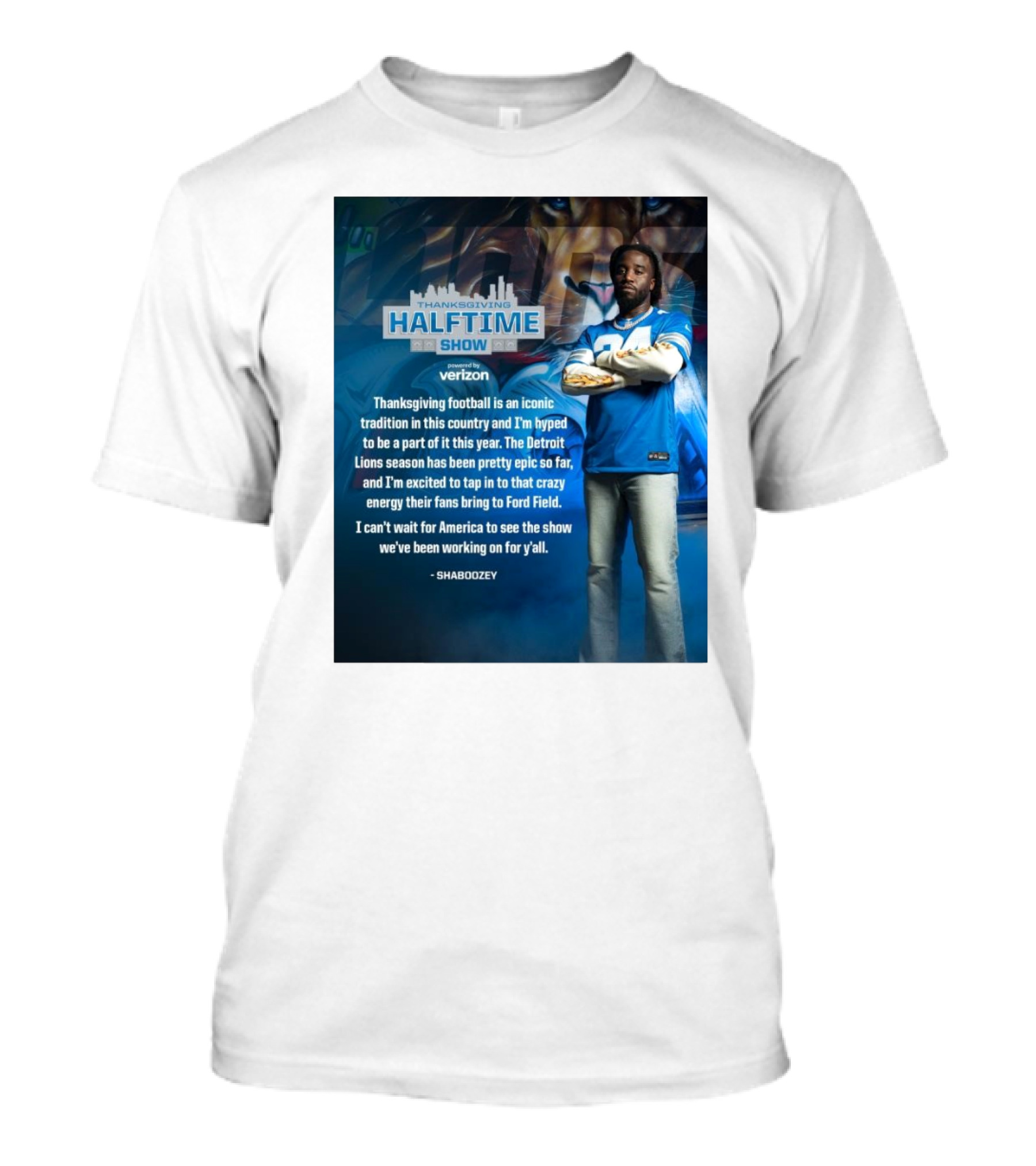 Thanksgiving Halftime Show Iconic Tradition Detroit Lions Epic Season Energy At Ford Field Shaboozey T-Shirt