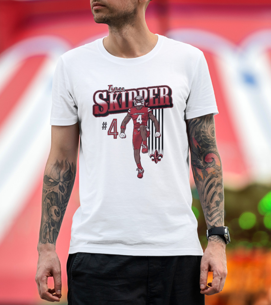 Tyree Skipper #4 Louisiana Ragin’ Cajuns Football Fleur-de-Lis T-Shirt