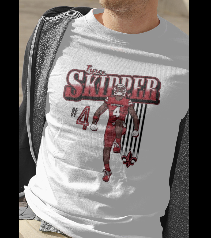 Tyree Skipper #4 Louisiana Ragin’ Cajuns Football Fleur-de-Lis T-Shirt