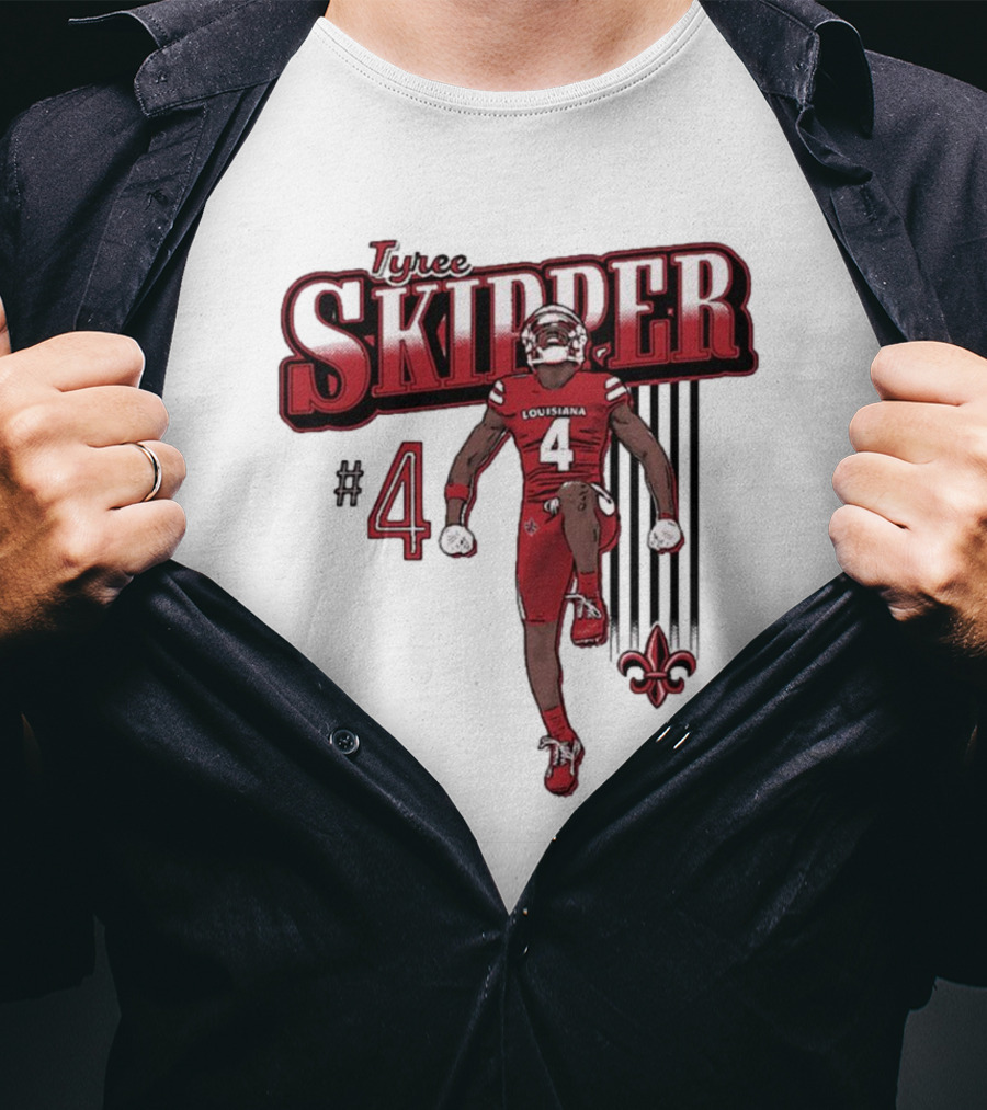 Tyree Skipper #4 Louisiana Ragin’ Cajuns Football Fleur-de-Lis T-Shirt