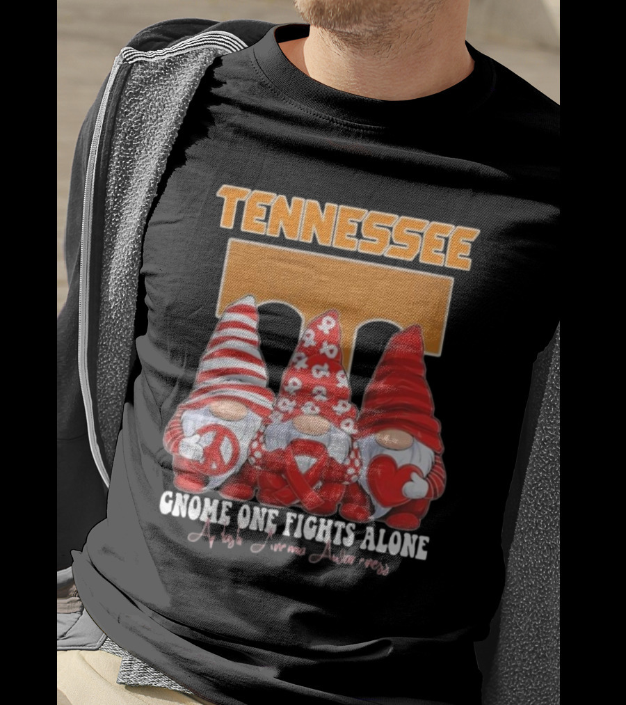 Tennessee Volunteers Autism Awareness Gnome One Fights Alone T-Shirt