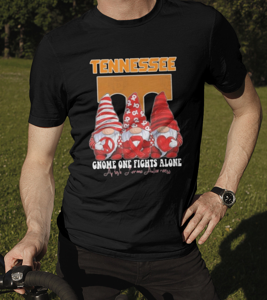 Tennessee Volunteers Autism Awareness Gnome One Fights Alone T-Shirt