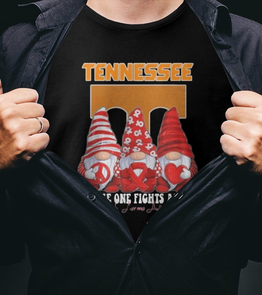 Tennessee Volunteers Autism Awareness Gnome One Fights Alone T-Shirt