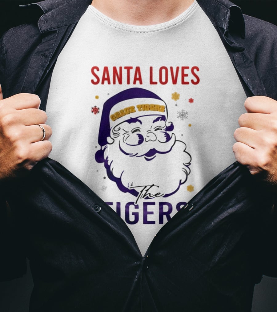 Santa Loves The LSU Tigers Christmas T-Shirt