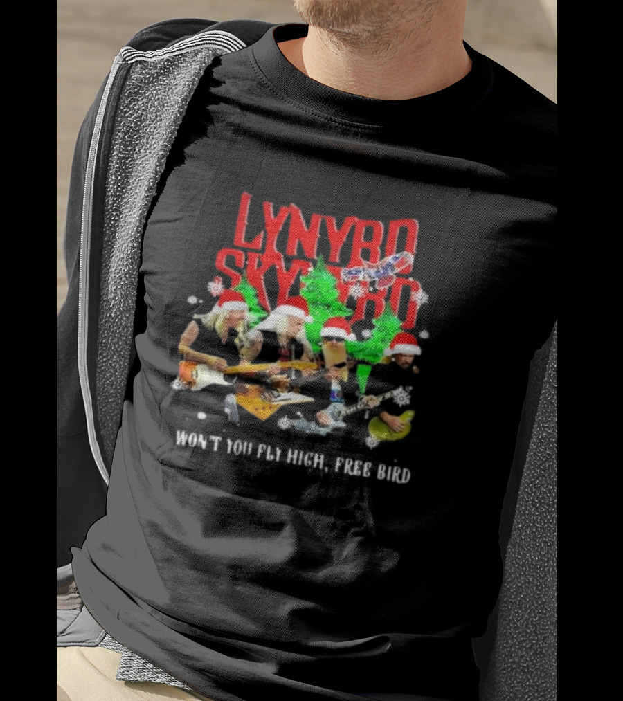 Lynyrd Skynyrd Won’t You Fly High Free Bird Christmas Holiday Band Santa Hats T-Shirt
