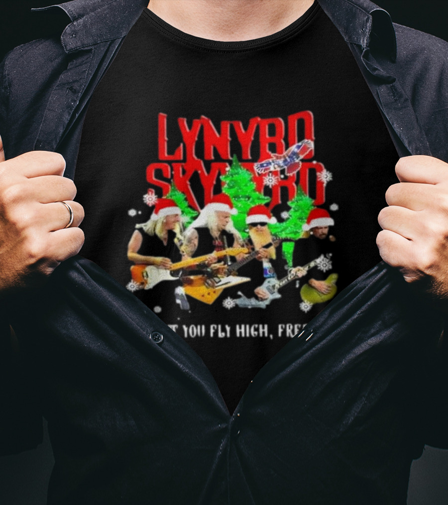 Lynyrd Skynyrd Won’t You Fly High Free Bird Christmas Holiday Band Santa Hats T-Shirt