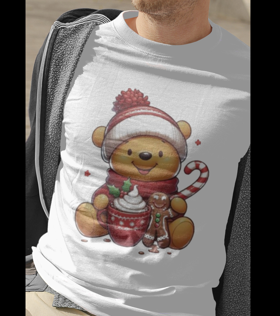 Winnie The Pooh Christmas Cocoa Candy Cane Gingerbread T-Shirt