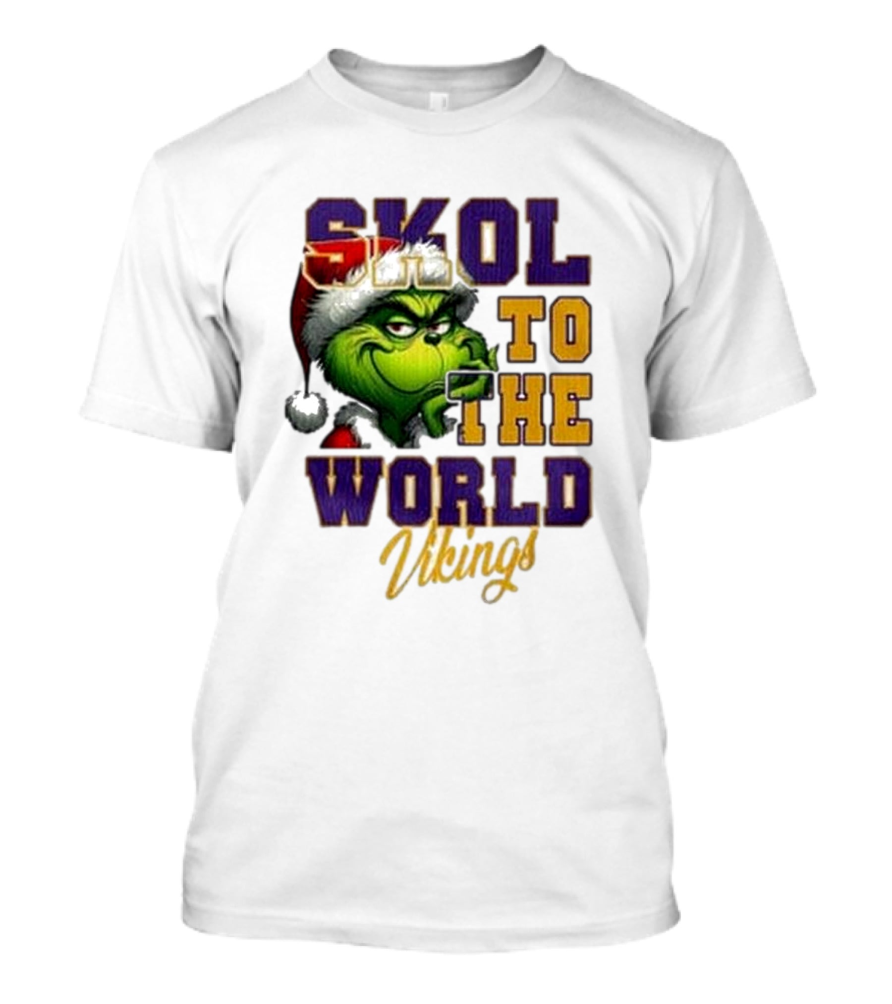 Minnesota Vikings Christmas The Grinch Skol To The World T-Shirt