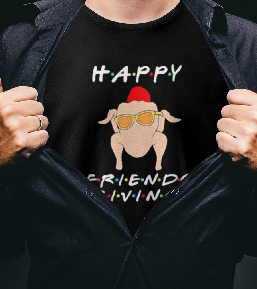 Happy Friendsgiving Turkey With Sunglasses Thanksgiving Holiday Fun T-Shirt