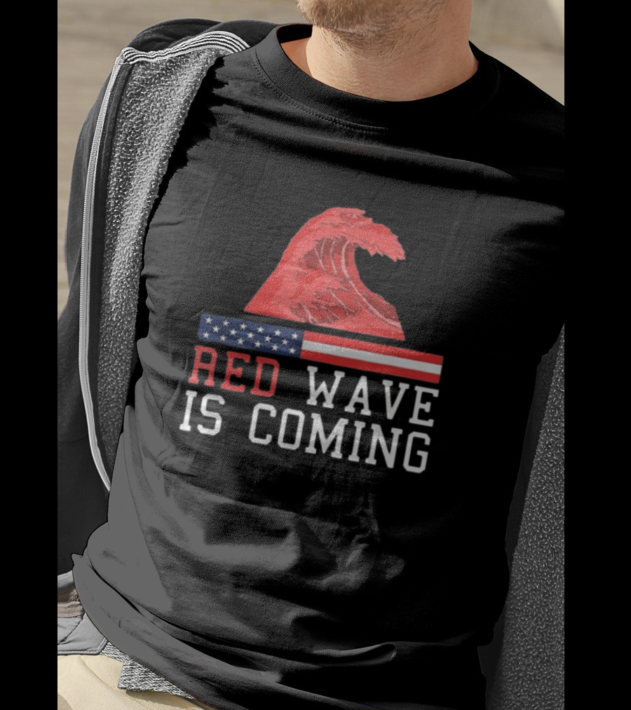 Red Wave Is Coming American Flag Wave T-Shirt
