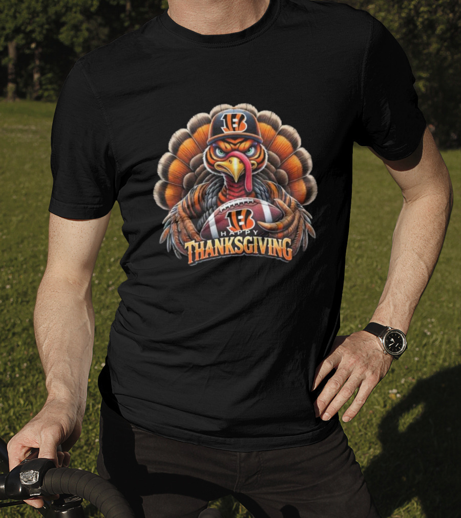 Happy Thanksgiving Cincinnati Bengals Turkey Football T-Shirt