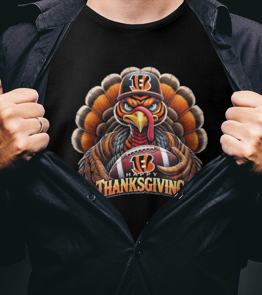 Happy Thanksgiving Cincinnati Bengals Turkey Football T-Shirt