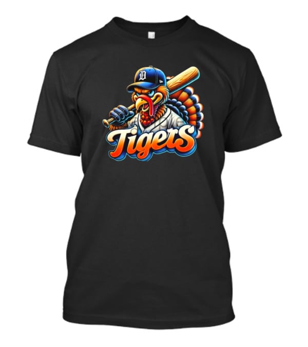 Thanksgiving Detroit Tigers Turkey Baseball T-Shirt