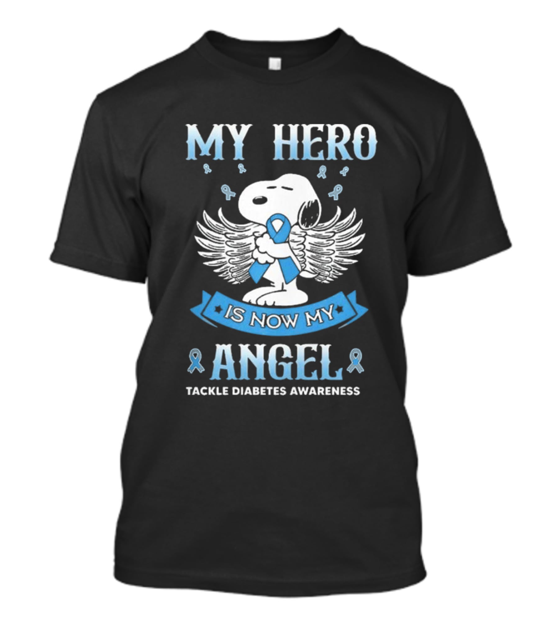 My Hero Is Now My Angel Snoopy Tackle Diabetes Awareness T-Shirt