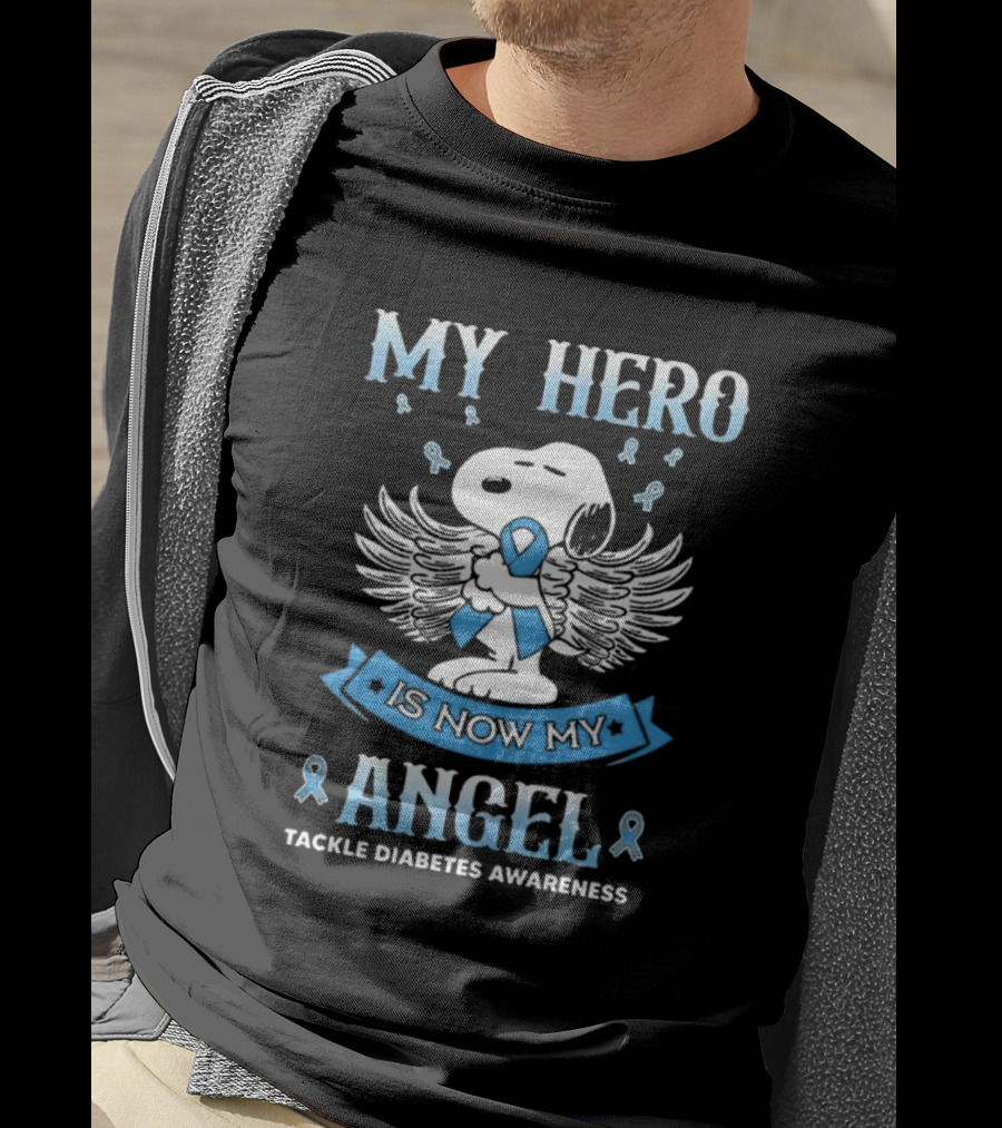 My Hero Is Now My Angel Snoopy Tackle Diabetes Awareness T-Shirt