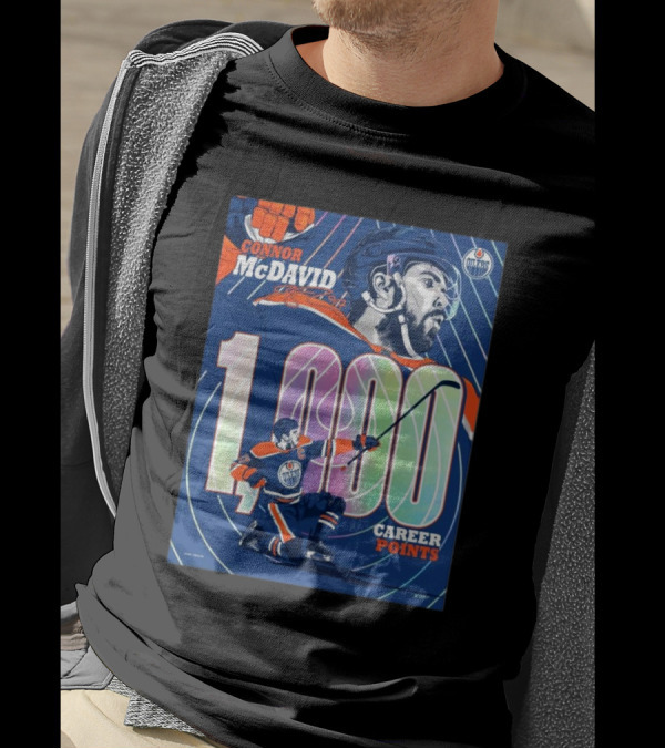 Connor McDavid 1,000 Career Points Edmonton Oilers Milestone T-Shirt