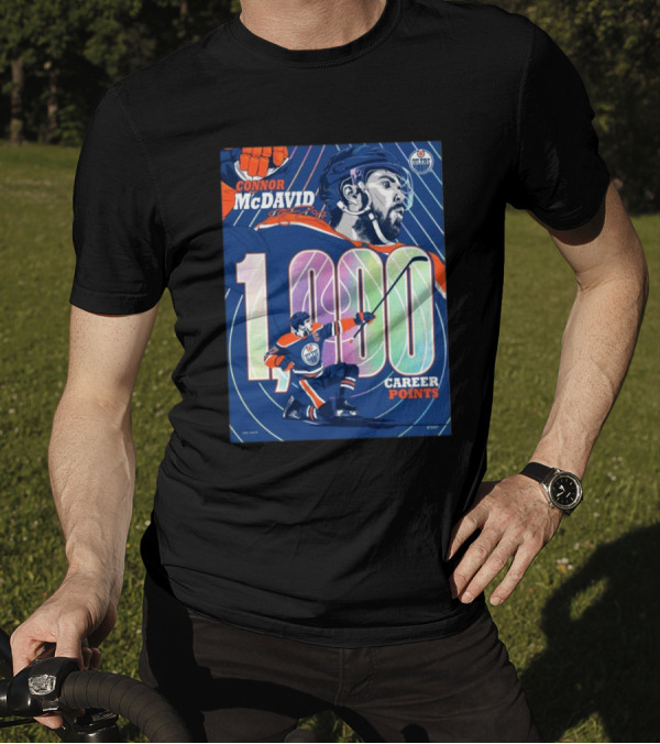 Connor McDavid 1,000 Career Points Edmonton Oilers Milestone T-Shirt