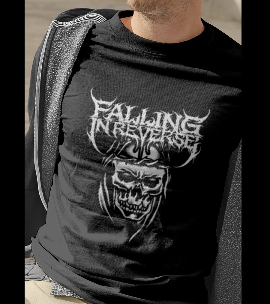 Falling In Reverse Skull Graphic Black T-Shirt