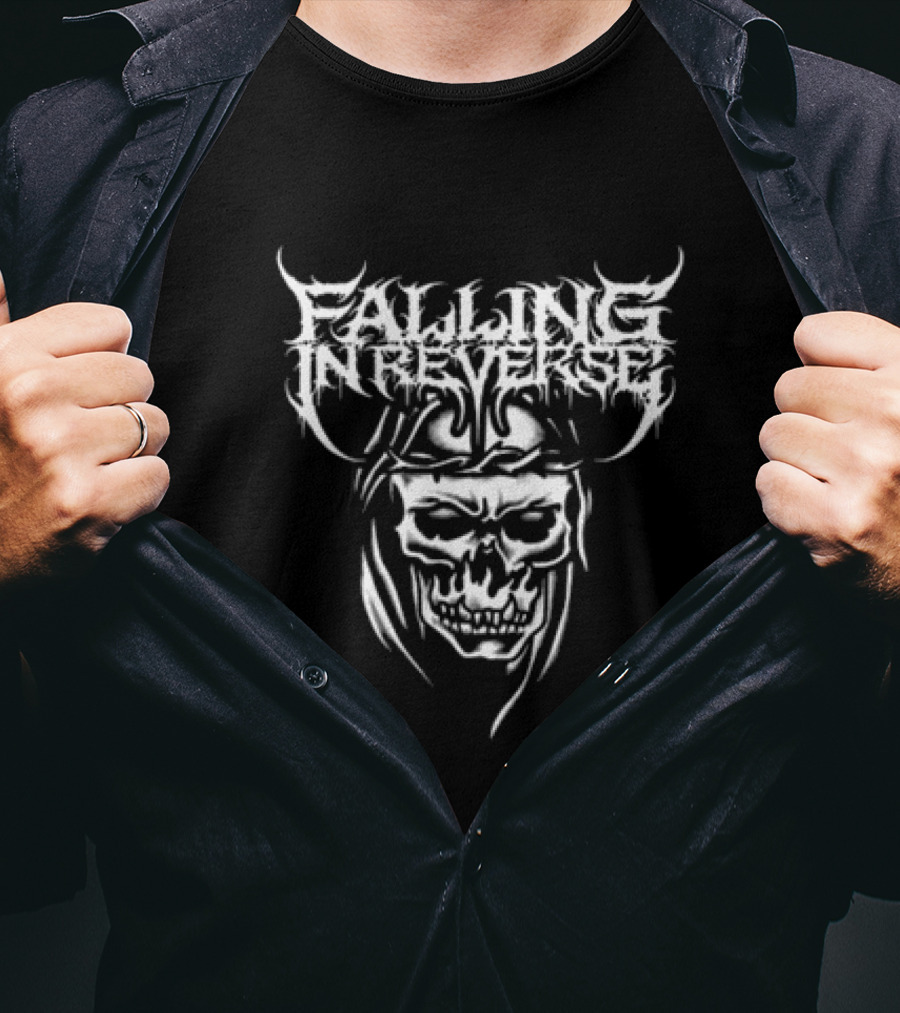 Falling In Reverse Skull Graphic Black T-Shirt