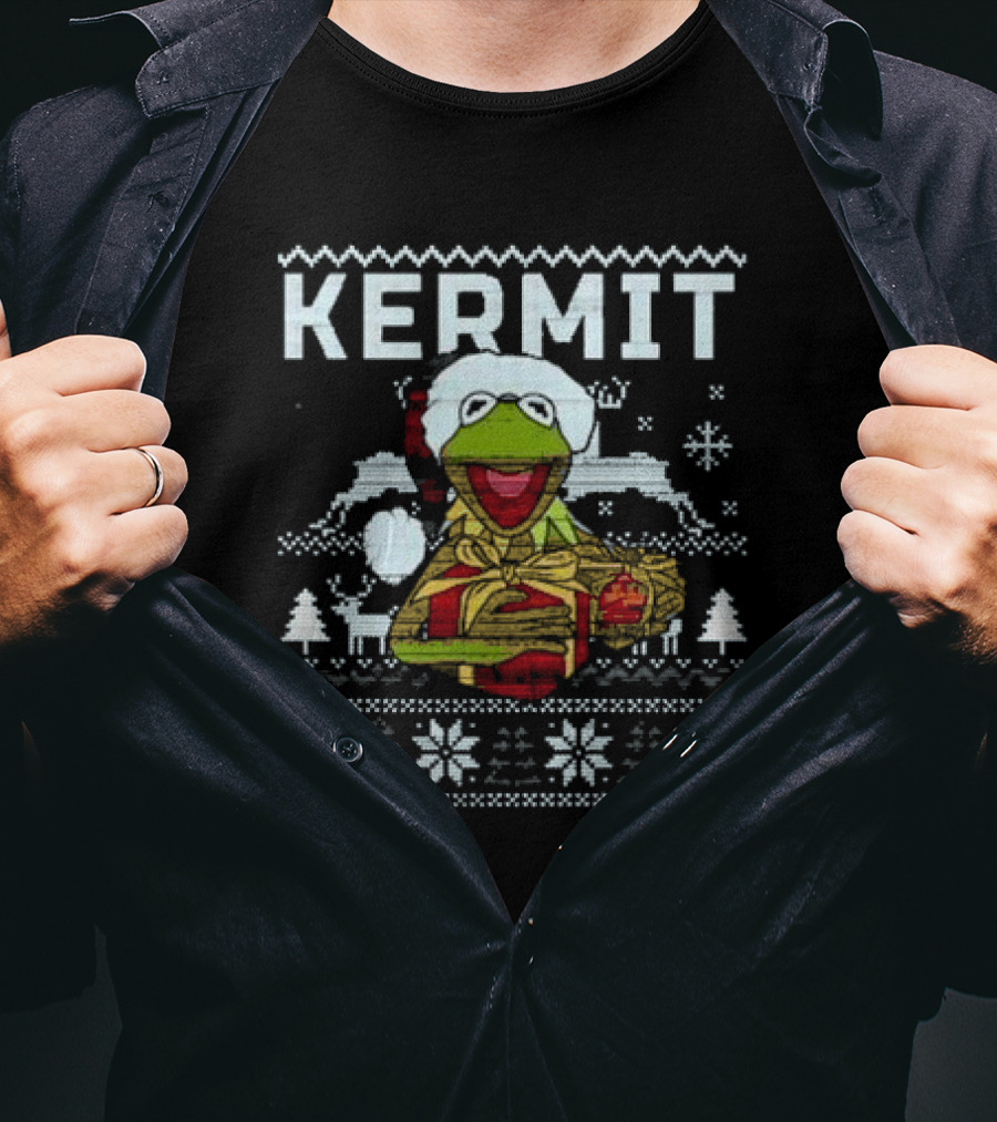 Kermit Christmas Ugly Sweater Muppet Christmas Carol Festive T-Shirt