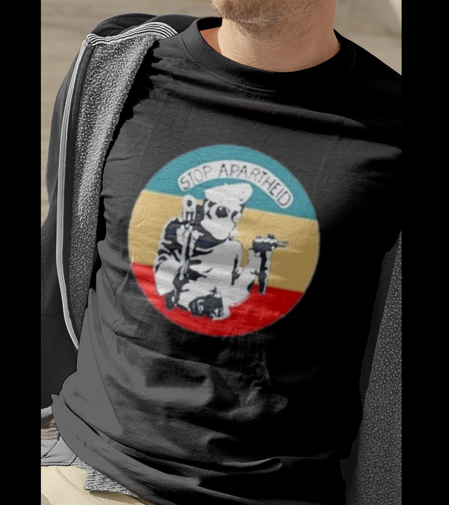 Stop Apartheid Jordan Peele Circle Soldier Weapon Multicolor T-Shirt