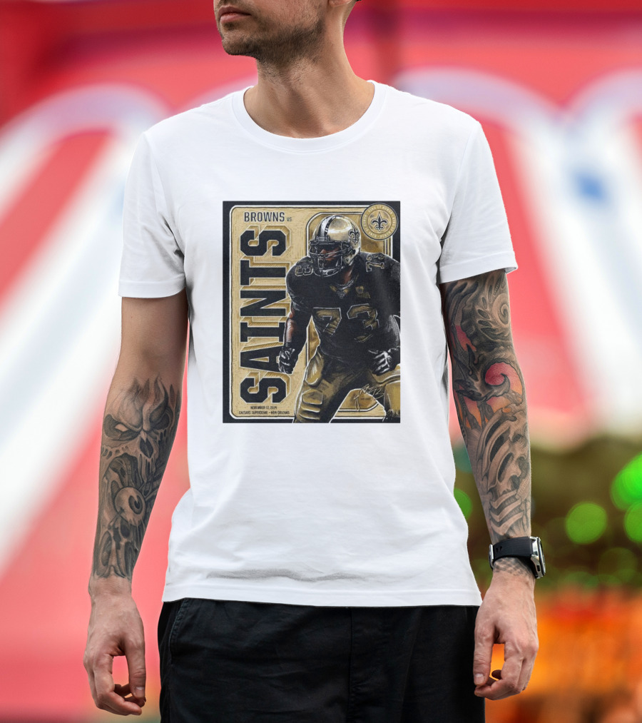 Browns vs Saints Jahri Evans Ring of Honor November 17 2024 Caesars Superdome New Orleans T-Shirt